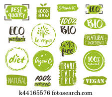 Organic food tags, elements and logo Organic food tags, elements and logo