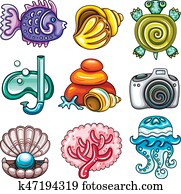 Vector set of Summer icons Vector set of Summer icons