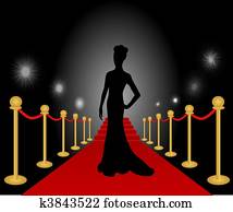 Woman Posing Red Carpet Vector