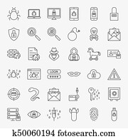 סייבר, בטחון, קו, איקונים