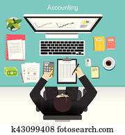 עסק, נהול חשבונות, מושג, illustration.