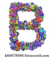 Alphabet letter B from casino tokens. 3D rendering Alphabet letter B from casino tokens. 3D rendering