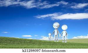 familia feliz, escena, aire libre