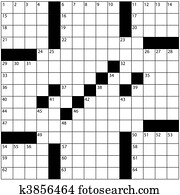 grande, periódico, estilo, crucigrama, cuadrícula, números