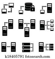 server,, גדול, נתונים, איקון, קבע