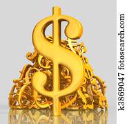 Golden dollar symbol