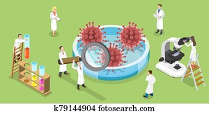 Isometric Vector Concept of Coronavirus Vaccine Search. Isometric Vector Concept of Coronavirus Vaccine Search.
