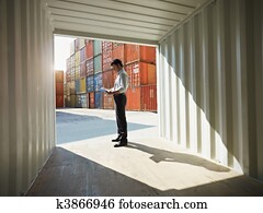 商人, 由于, 發貨, 容器