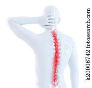 Back pain concept. Isolated. Contains clipping path Back pain concept. Isolated. Contains clipping path