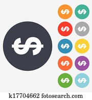 Dollar sign icon. USD currency symbol.