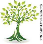 ecologia, árvore, logotipo, vetorial