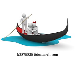 Gondolier and romantic couple in gondola - Workers / Lifestyle c Gondolier and romantic couple in gondola - Workers / Lifestyle c
