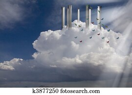 Greek Columns on clouds