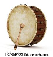 Ramadan drum and drumstick. 3D illustration Ramadan drum and drumstick. 3D illustration