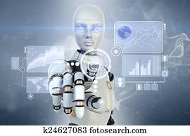 Robot is working with touchscreen Robot is working with touchscreen