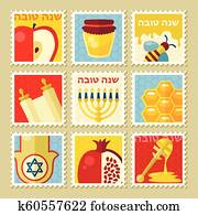 Rosh Hashanah stamp. Shana tova Rosh Hashanah stamp. Shana tova