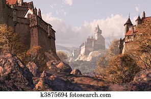 Village Castle In Medieval Times Village Castle In Medieval Times