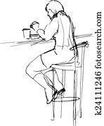 woman at the lunch in cafe