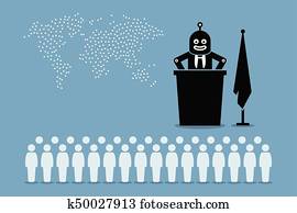 רובוט, נשיא, ו, מלאכותי, חכם, ממשלה, לשלוט, ה, ארץ, ו, עולם, מ, human.