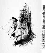 Abstract grunge wolf head Abstract grunge wolf head