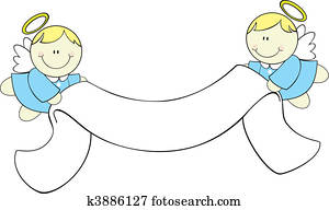 baby, änglar, med, remsa banér