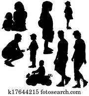 familj, silhouettes