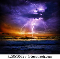 lightning and storm on sea lightning and storm on sea