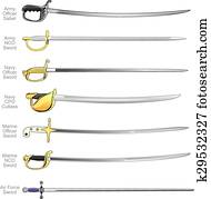 Military Sword, Cutlass & Saber Set Military Sword, Cutlass & Saber Set