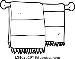 Negro y blanco, caricatura, cuarto de baño, toallas Clipart | k34625752