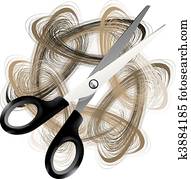 scissor, und, haar scissor, und, haar