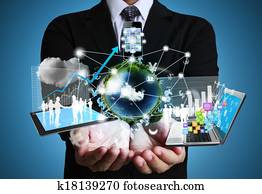 tecnologia, em, a, mãos