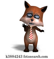 the cute cartoon fox is very smart and clever. 3D rendering with clipping path and shadow over white the cute cartoon fox is very smart and clever. 3D rendering with clipping path and shadow over white