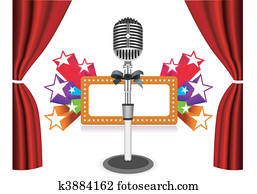 וילונות, עם, מיקרופון