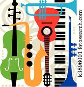 abstratos, vetorial, instrumentos música