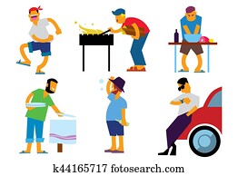 bbq, cilvēki, izolēts, dzeršana uz vietas, balts, cēlonis