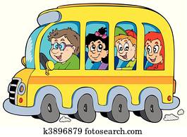 Cartoon school bus with kids Cartoon school bus with kids