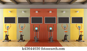 Colorful gym with statiobary bike Colorful gym with statiobary bike