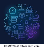 Company Mission Statement vector round blue line illustration Company Mission Statement vector round blue line illustration