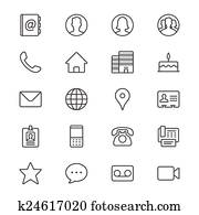 Contact thin icons Contact thin icons