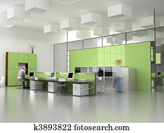 dass, modernes, büro- innere