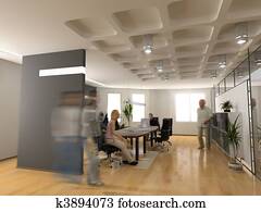 dass, modernes, büro- innere