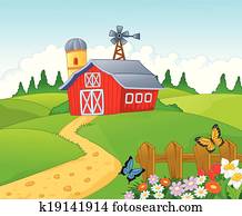 Farm cartoon background Farm cartoon background
