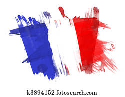 France Flag painted in White Background France Flag painted in White Background