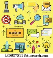 geschaefts, vektor, symbol, satz