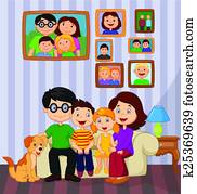 Happy family cartoon sitting on sof Happy family cartoon sitting on sof