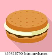 Marshmallow burger icon, flat style Marshmallow burger icon, flat style