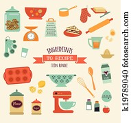 recipe and kitchen vector design, icon set recipe and kitchen vector design, icon set