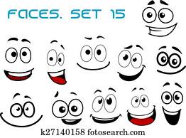 rysunek, śmiech, twarze, z, googly, oczy