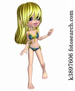 Toon Girl with Bikini Toon Girl with Bikini