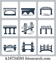 Vector isolated bridges icons set Vector isolated bridges icons set